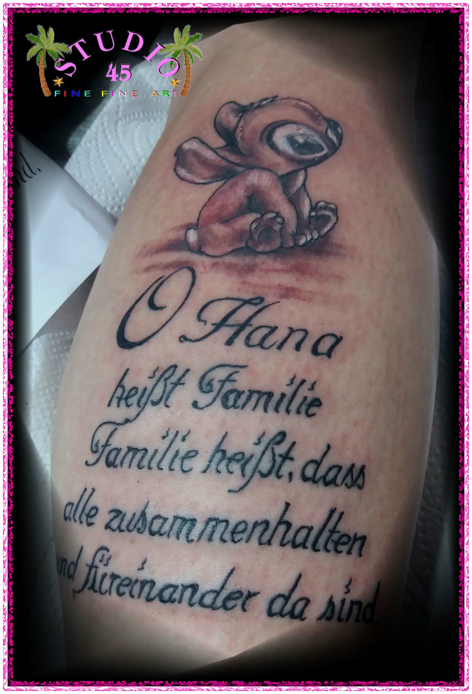 Ohana Tattoo Schriftzug Wade STUDIO 45