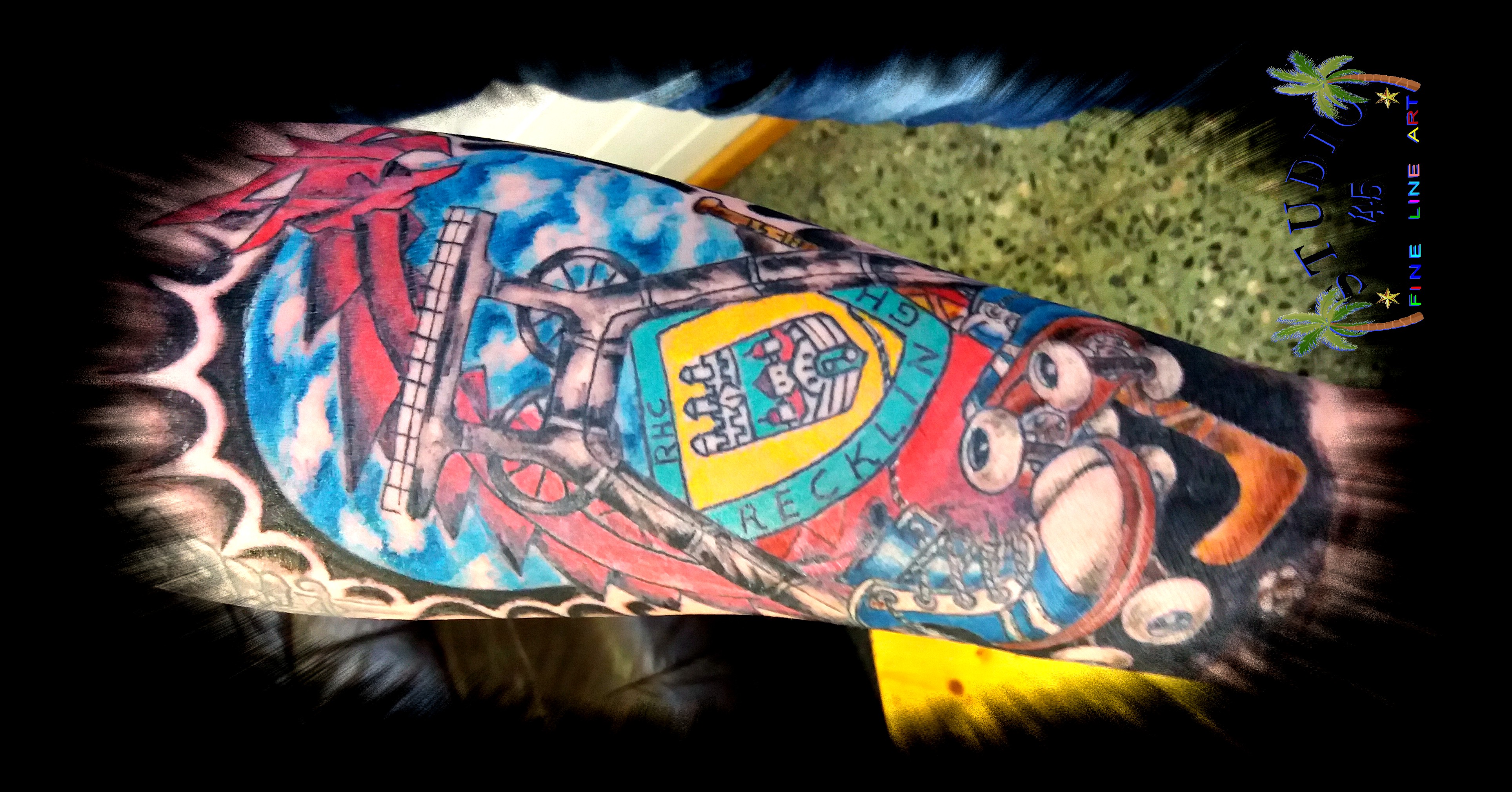 Rollerclub RHC Tattoo Recklinghausen Drachenbrücke Ruhrpott Förderturm STUDIO 45